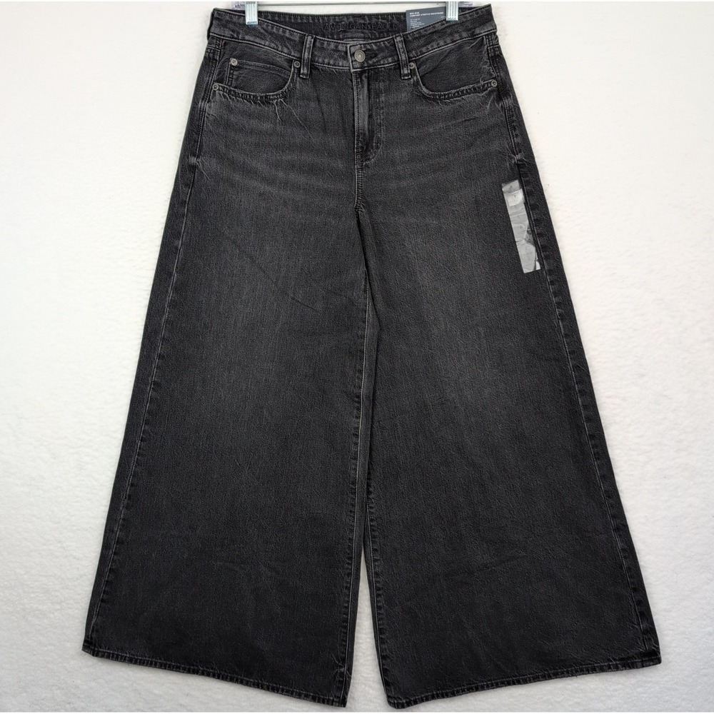 NWT American Eagle AE A-Line Fit‎ Jeans Women's Sz 6 Wide Leg Black Denim